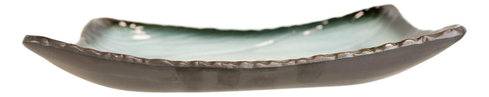 Pack Of 5 Ceramic Zen Blue Dinner Salad Sushi Entree Curved Platter Plate 10.5"L