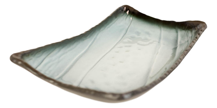 Pack Of 5 Ceramic Zen Blue Dinner Salad Sushi Entree Curved Platter Plate 10.5"L