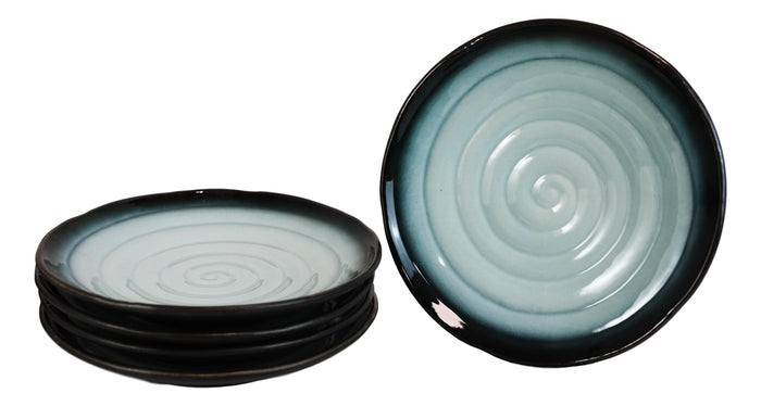 Pack Of 5 Ceramic Zen Blue Lunch Salad Appetizer Deep Plates Or Shallow Bowls