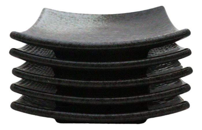 Pack Of 5 Charcoal Grey Hakumu Collection Square Appetizer Dessert Salad Plates