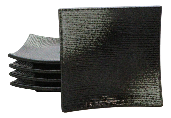 Pack Of 5 Charcoal Grey Hakumu Collection Square Appetizer Dessert Salad Plates