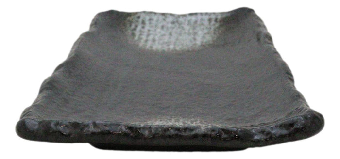 Pack Of 5 Charcoal Grey Tone Hakumu Collection Rectangular Wavy Sushi Plates