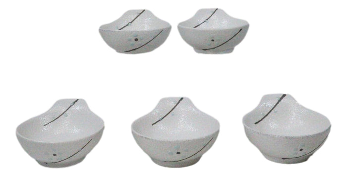 Pack Of 5 Yukino Hana Ceramic Ponzu Sauce Soup Shallow Bowls With Handle 5oz