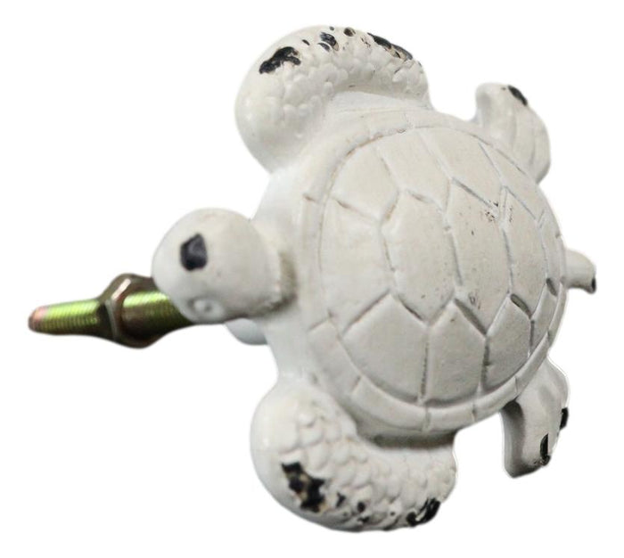 Pack Of 6 Aged White Nautical Marine Sea Turtle Drawer Cabinet Door Pull Knobs