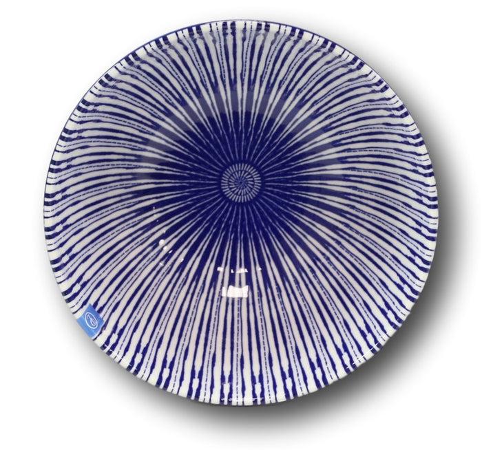 Pack Of 6 Artistic Blue Stripes 'Focus' Cereal Soup Pasta Ceramic Bowls 20oz
