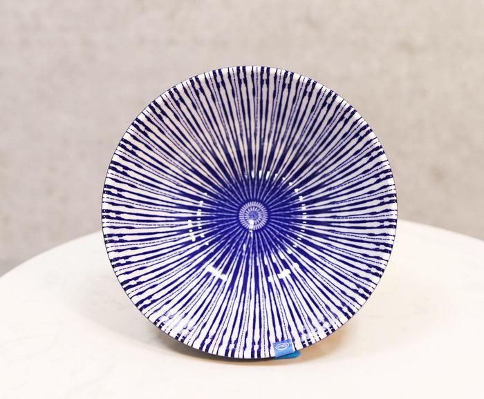 Pack Of 6 Artistic Blue Stripes 'Focus' Cereal Soup Pasta Ceramic Bowls 20oz