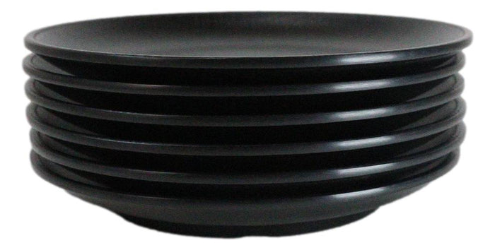 Pack Of 6 Black Silk Melamine Round Appetizer Dessert Side Dishes Plates 7"D