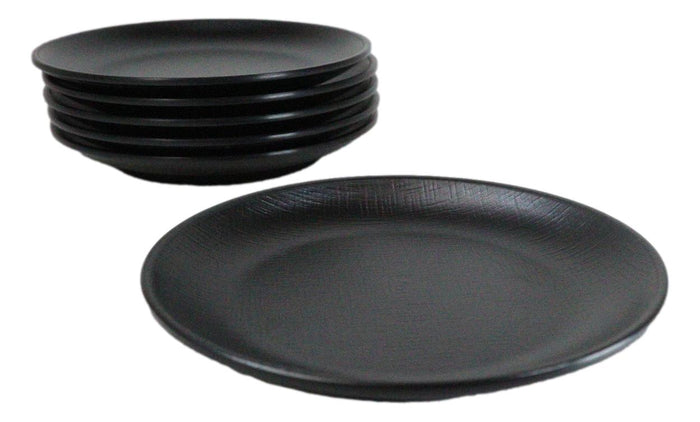 Pack Of 6 Black Silk Melamine Round Appetizer Dessert Side Dishes Plates 7"D Pack Of 6 Black Silk Melamine Round Appetizer Dessert Side Dishes Plates 7"D
