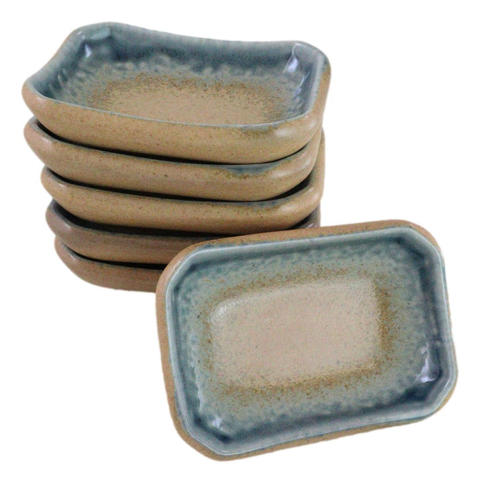Pack Of 6 Ceramic Ao Nagashi Soy Sauce Oil Condiment Rectangular Dishes 2oz Pack Of 6 Ceramic Ao Nagashi Soy Sauce Oil Condiment Rectangular Dishes 2oz