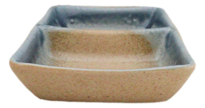 Pack Of 6 Ceramic Ao Nagashi Soy Sauce Or Condiment Dishes With 2 Compartments