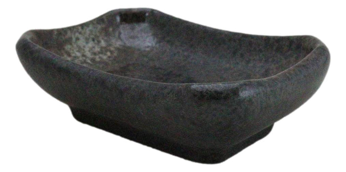 Pack Of 6 Ceramic Grey Hakumu Soy Sauce Oil Condiment Rectangular Dishes 2oz