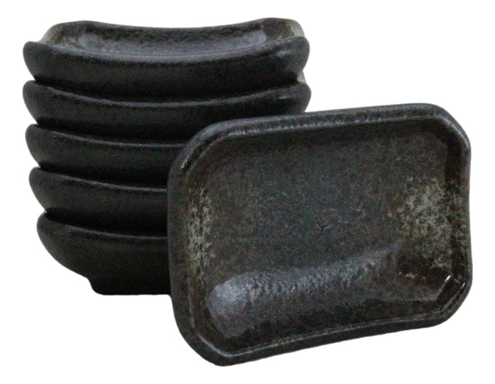 Pack Of 6 Ceramic Grey Hakumu Soy Sauce Oil Condiment Rectangular Dishes 2oz Pack Of 6 Ceramic Grey Hakumu Soy Sauce Oil Condiment Rectangular Dishes 2oz