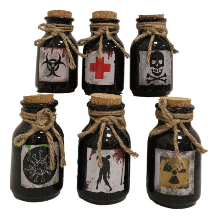Pack Of 6 Ceramic Magic Voodoo Apothecary Mad Doctor Potion Bottles Props