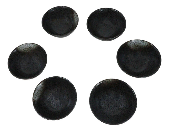 Pack Of 6 Charcoal Grey Hakumu Collection Small Rice Soup Appetizer Bowls 10oz