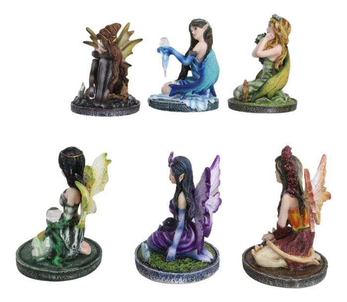 Pack Of 6 Fantasy Pretty Fairy Garden In Their Whimsical Worlds Small Figurines