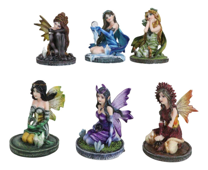 Pack Of 6 Fantasy Pretty Fairy Garden In Their Whimsical Worlds Small Figurines