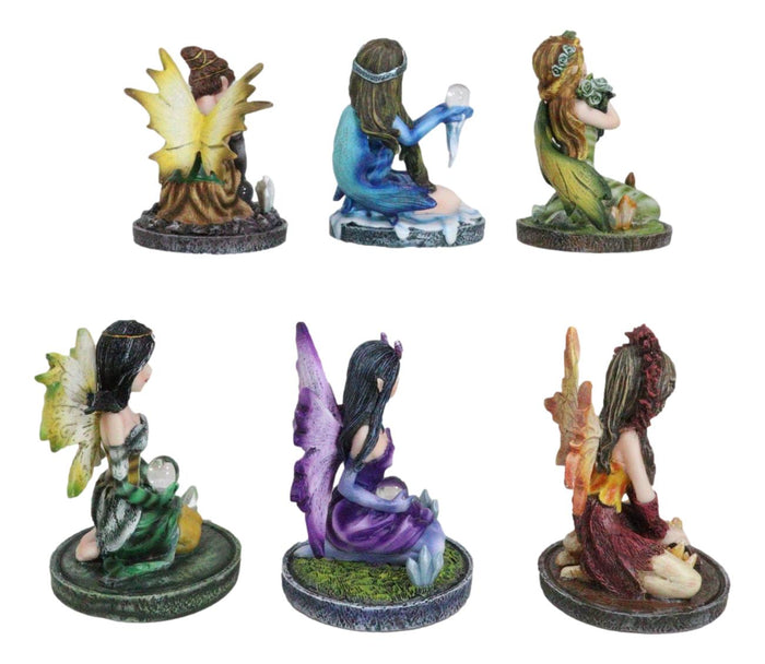 Pack Of 6 Fantasy Pretty Fairy Garden In Their Whimsical Worlds Small Figurines