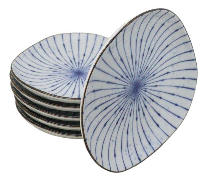 Pack Of 6 Fubuki Tokusa Made In Japan Round Flair Appetizer Shallow Bowls Plates
