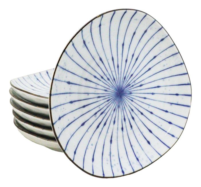 Pack Of 6 Fubuki Tokusa Made In Japan Round Flair Appetizer Shallow Bowls Plates