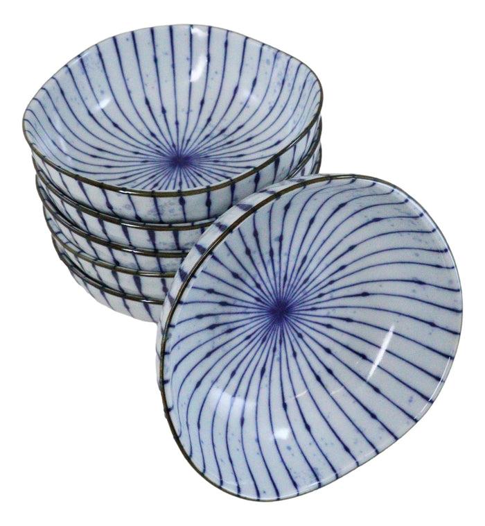 Pack Of 6 Fubuki Tokusa Made In Japan Round Flair Small Shallow Bowls 11oz Pack Of 6 Fubuki Tokusa Made In Japan Round Flair Small Shallow Bowls 11oz