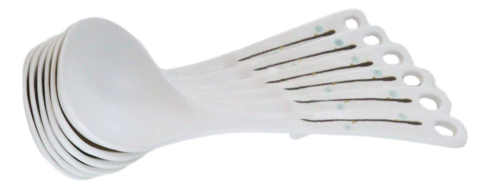 Pack Of 6 Melamine Yukino Hana Soup Gravy Stew Ladle Soup Spoons With Notch 8"L