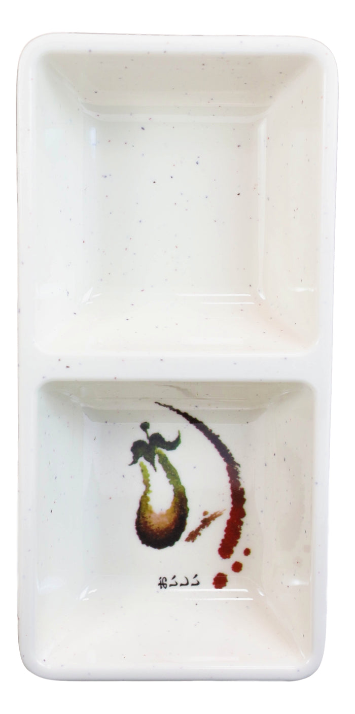 Pack Of 6 Melamine Zen Swirl Eggplant 2 Compartments Soy Sauce Condiment Dishes