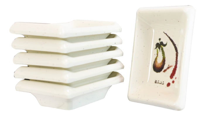 Pack Of 6 Melamine Zen Swirl Eggplant Small Soy Sauce Condiment Tetragon Dishes