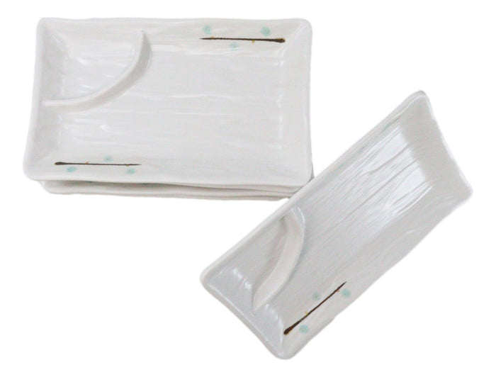 Pack Of 6 Modern Yukino Hana Melamine 2 Partitions Rectangular Sushi Plates
