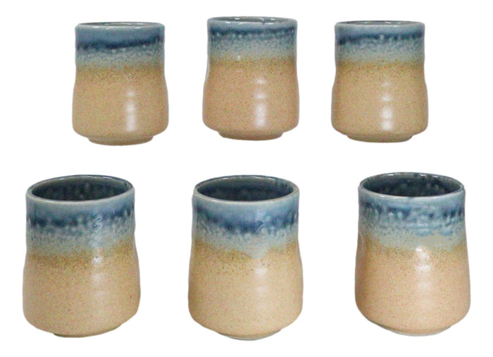 Pack Of 6 Porcelain Ao Nagashi Blue River Reactive Glaze Yunomi Tea Cups 9oz Pack Of 6 Porcelain Ao Nagashi Blue River Reactive Glaze Yunomi Tea Cups 9oz