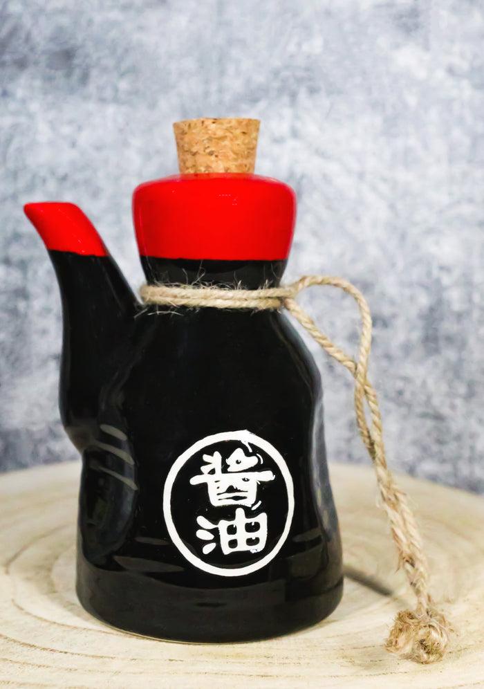 Pack of 6 Porcelain Calligraphy Soy Sauce Vinegar Condiment Dispenser Flask 7oz