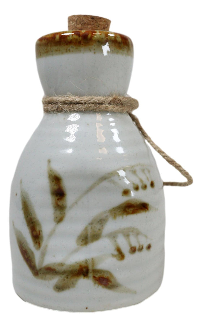 Pack Of 6 Porcelain White Brown Reed Soy Sauce Vinegar Oil Dispenser Flask 7oz