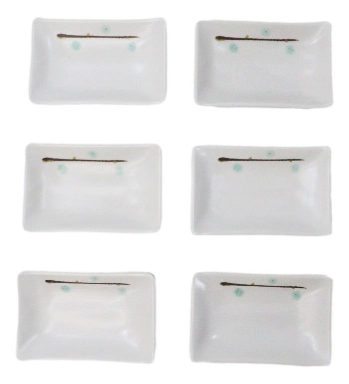 Pack Of 6 Rectangular Yukino Hana Snowflakes Melamine Condiment Sauce Dishes