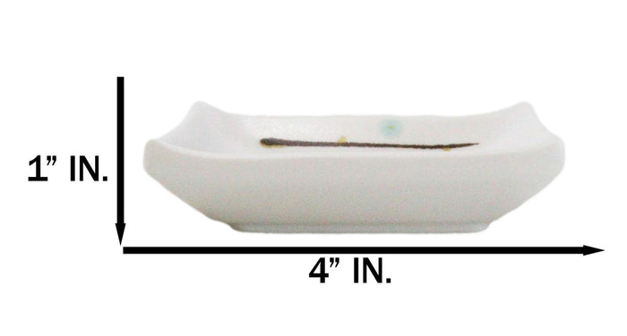 Pack Of 6 Rectangular Yukino Hana Snowflakes Melamine Condiment Sauce Dishes