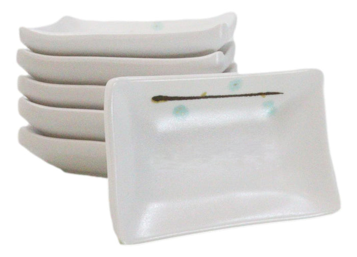 Pack Of 6 Rectangular Yukino Hana Snowflakes Melamine Condiment Sauce Dishes Pack Of 6 Rectangular Yukino Hana Snowflakes Melamine Condiment Sauce Dishes