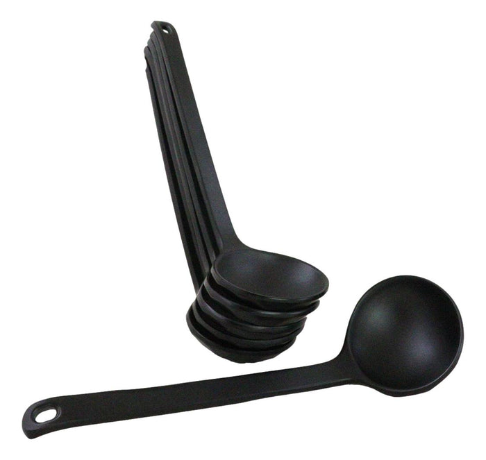 Pack Of 6 Ridged Matte Black Melamine Stirring Mixing Serving Ladle Spoons Pack Of 6 Ridged Matte Black Melamine Stirring Mixing Serving Ladle Spoons