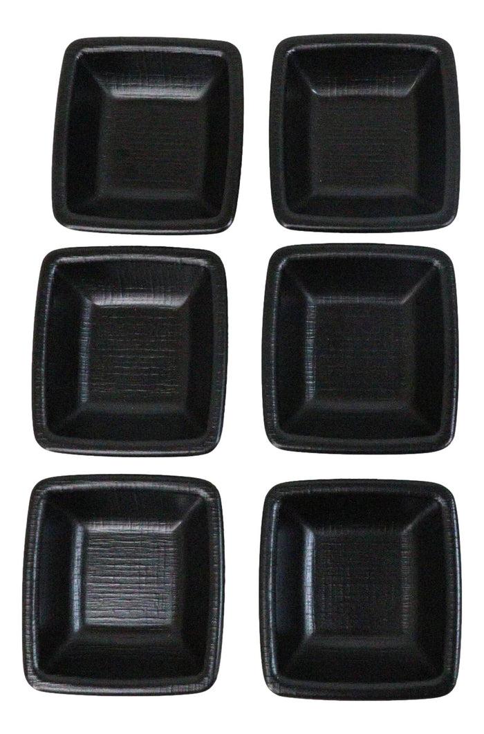 Pack Of 6 Square Black Silk Melamine Condiments Sauce Dipping Bowl Or Dishes