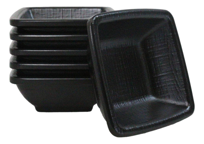Pack Of 6 Square Black Silk Melamine Condiments Sauce Dipping Bowl Or Dishes