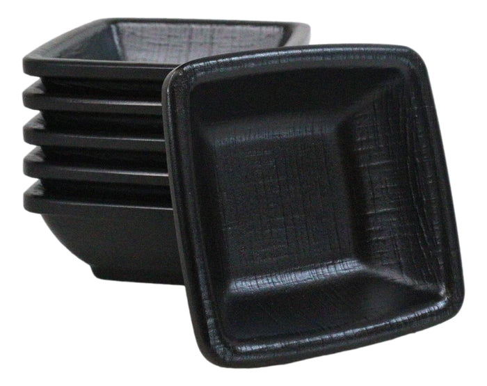 Pack Of 6 Square Black Silk Melamine Condiments Sauce Dipping Bowl or Dishes Pack Of 6 Square Black Silk Melamine Condiments Sauce Dipping Bowl or Dishes