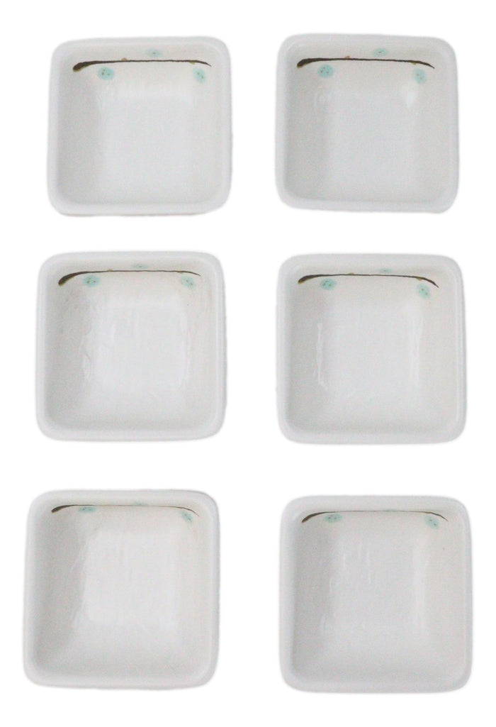 Pack Of 6 Square Yukino Hana Snowflakes Melamine Condiments Dipping Sauce Dishes