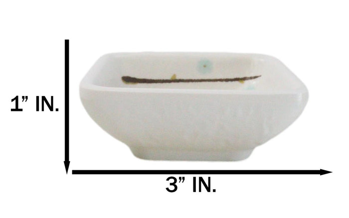 Pack Of 6 Square Yukino Hana Snowflakes Melamine Condiments Dipping Sauce Dishes