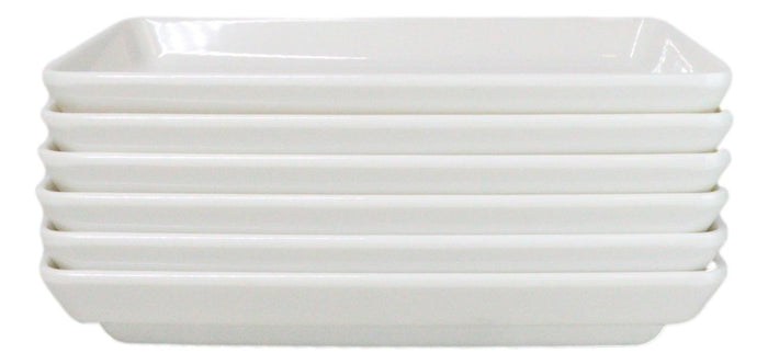 Pack Of 6 White Neta Zara Sushi Case Sashimi Plates With Drip Holes 8.5" By 5"