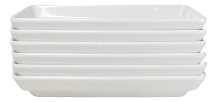 Pack Of 6 White Neta Zara Sushi Case Sashimi Plates With Drip Holes 8" By 3.75"