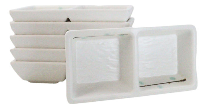 Pack Of 6 Yukino Hana Snowflakes Melamine 2 Partition Condiments Sauce Dishes