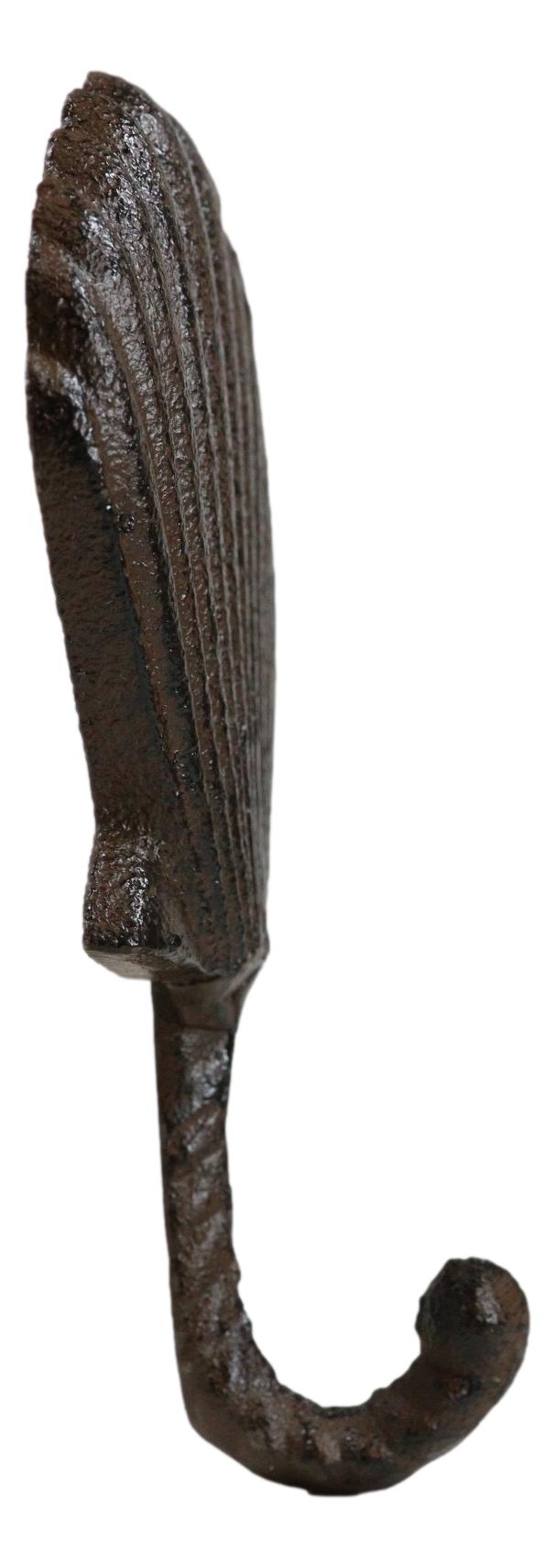 Pack Of Two Cast Iron Coastal Marine Ocean Scallop Shell Wall Coat Hook Hangers