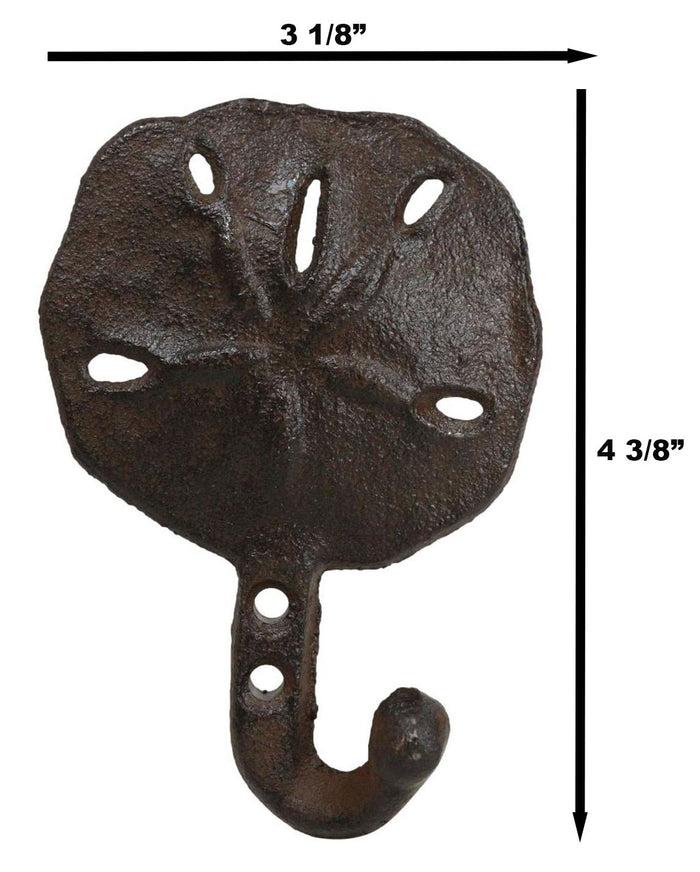Pack Of Two Coastal Marine Rustic Ocean Sand Dollar Single Wall Coat Hook Hanger