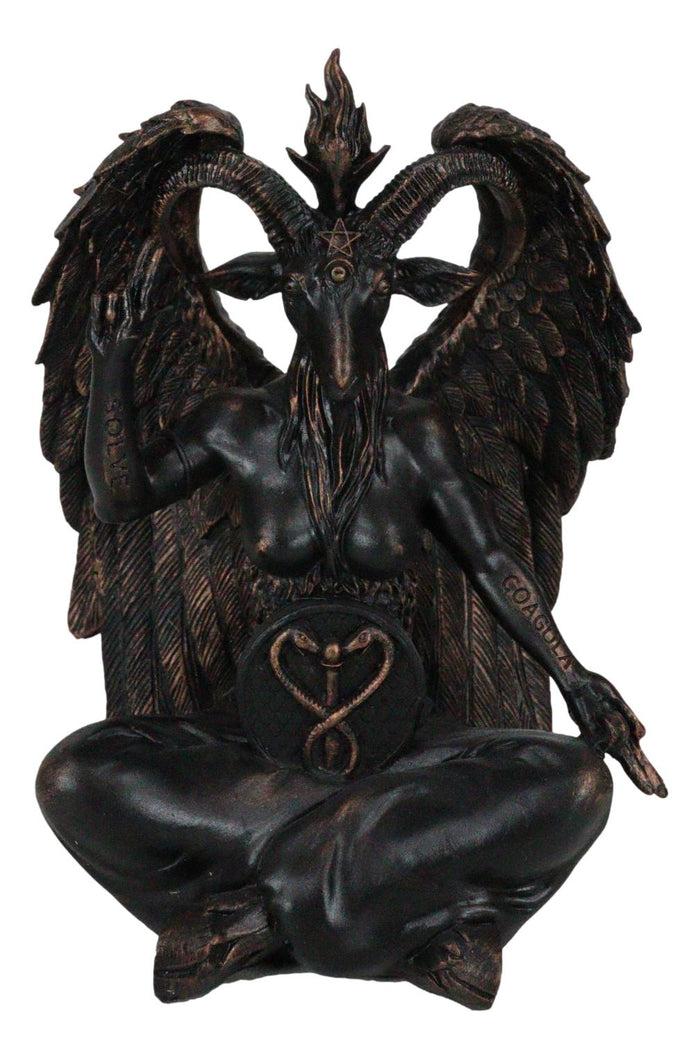 Pagan Occult Sabbatic Goat Idol Baphomet Sitting Meditation Figurine 8"H