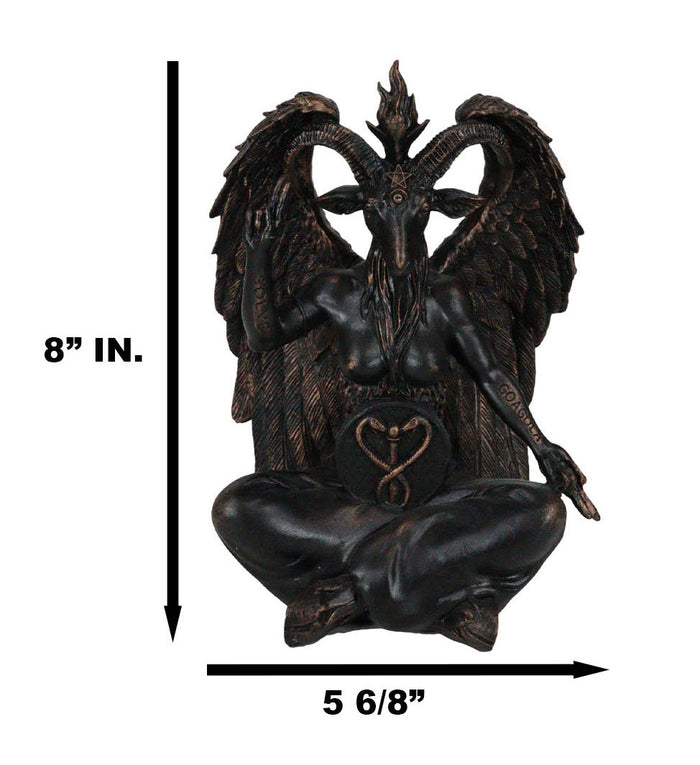Pagan Occult Sabbatic Goat Idol Baphomet Sitting Meditation Figurine 8"H