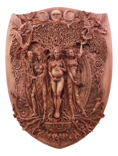 Pagan Wiccan Tripple Goddess Maiden Mother Crone Shield Wall Plaque 14.5" Tall