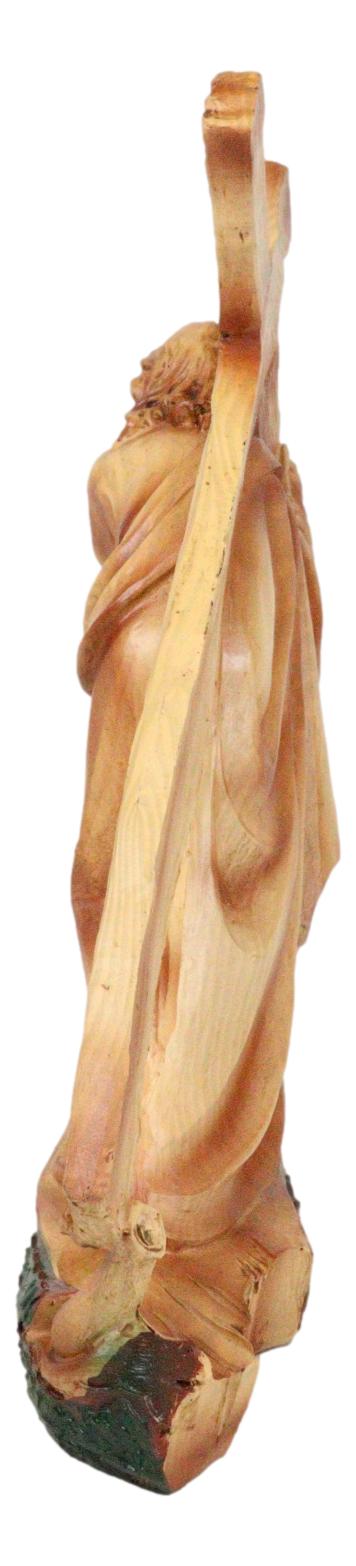 Passion Of Jesus Christ Carrying The Cross In Faux Cedar Wood Finish Figurine