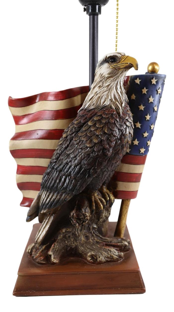 Patriotic Bald Eagle With American Flag Memorial Table Lamp Figurine 19" Tall